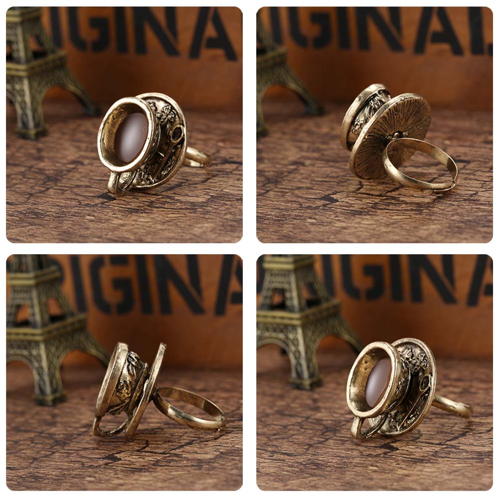 Retro Vrouwen Koffiekopje Ring Europese Ontwerpen Kunstmatige Brons Metalen Ringen Sieraden AIC88