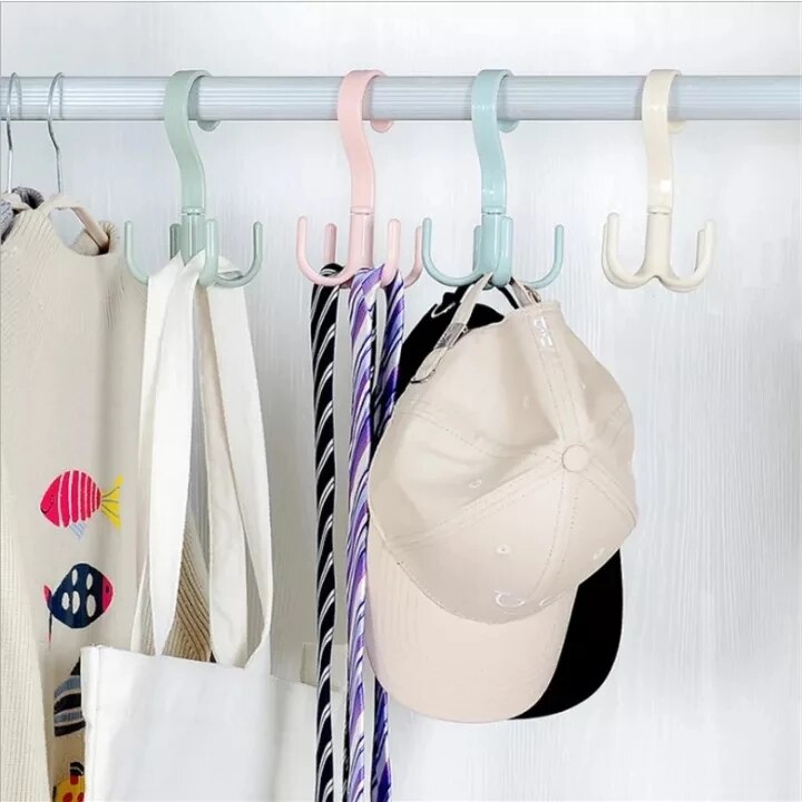 4pcs Hangers for Clothes Space Saving Bag Holder Wardrobes Handbag Rack 360 Degrees Rotating Hook Wall Hooks for Kitchen Bedroom