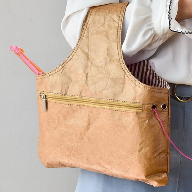 Garnpose strikning håndled taske håndtaske tote til diy forsyninger uldholder hæklenåle sy håndtaske