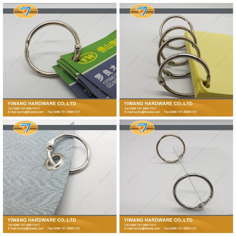 Factory direct 10pcs Metal Loose Leaf Book Binder Hinged Rings Keychain
