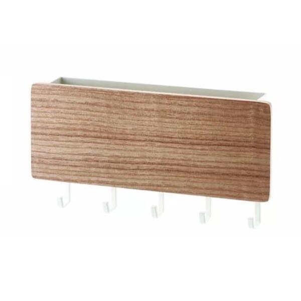 Wall Mounted Key Holder Key Chain Rack Hanger with 5 Hooks Multiple Mail and Key Holder Organizer for Door Entryway Hallway: White