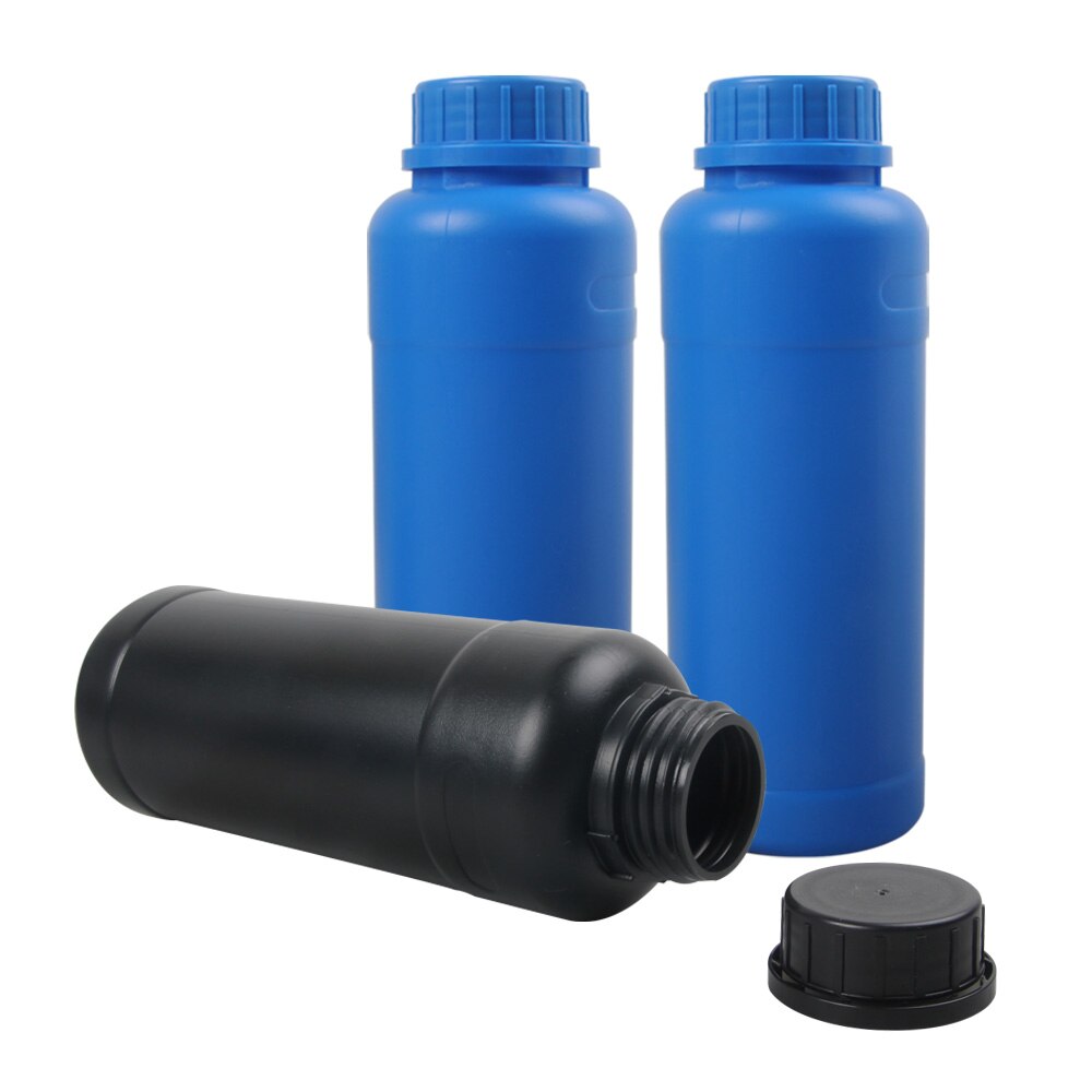 3x 500ml Darkroom Chemical Potion Storage Plastic Bottles Film Negative Develop: 1Black and 2Blue