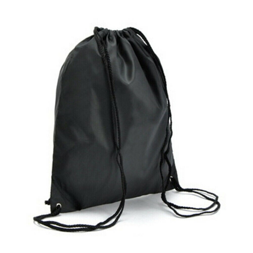 estilo! Mochila con cordón ajustable de poliéster para hombre y mujer, saco con cincha para el gimnasio, saco con cincha, bolso para el gimnasio y la escuela.: Black