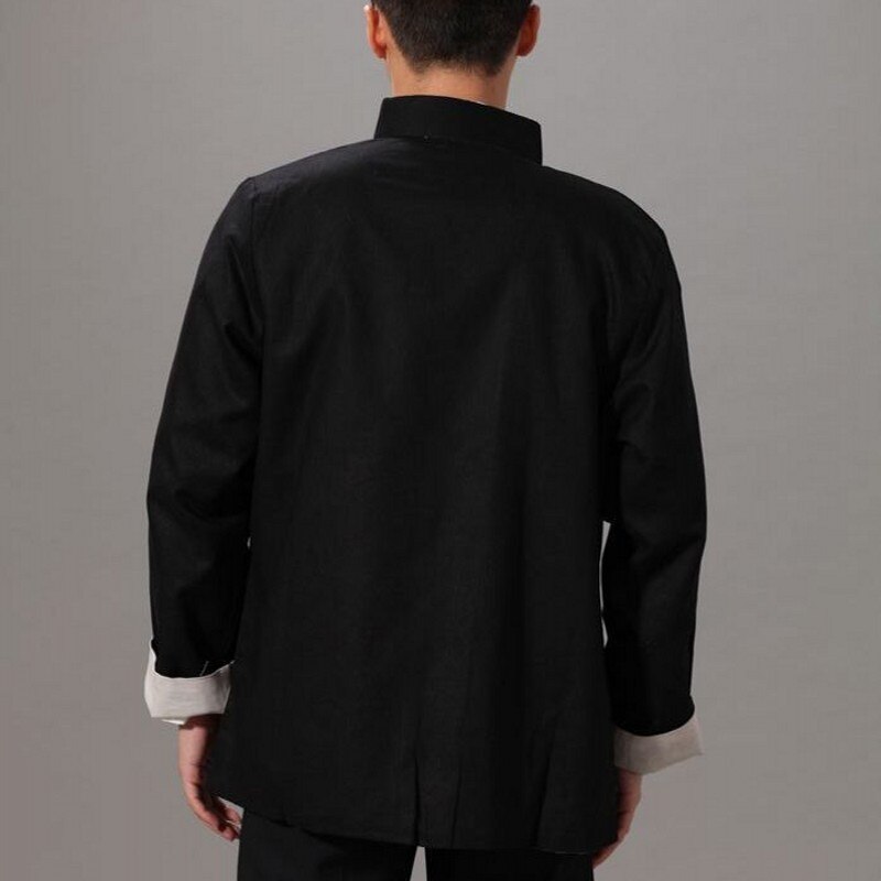 Folk herre bomull lin kampsport kinesisk kung fu reversible klær tai chi uniform mannlige wushu trening sportsklær chaqueta