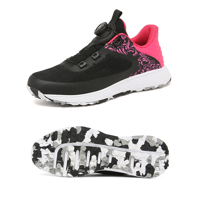 Zapatos de golf profesionales sin tachuelas para mujer, zapatos deportivos cómodos y transpirables ligeros, zapatos de entrenamiento: Rojo / 40