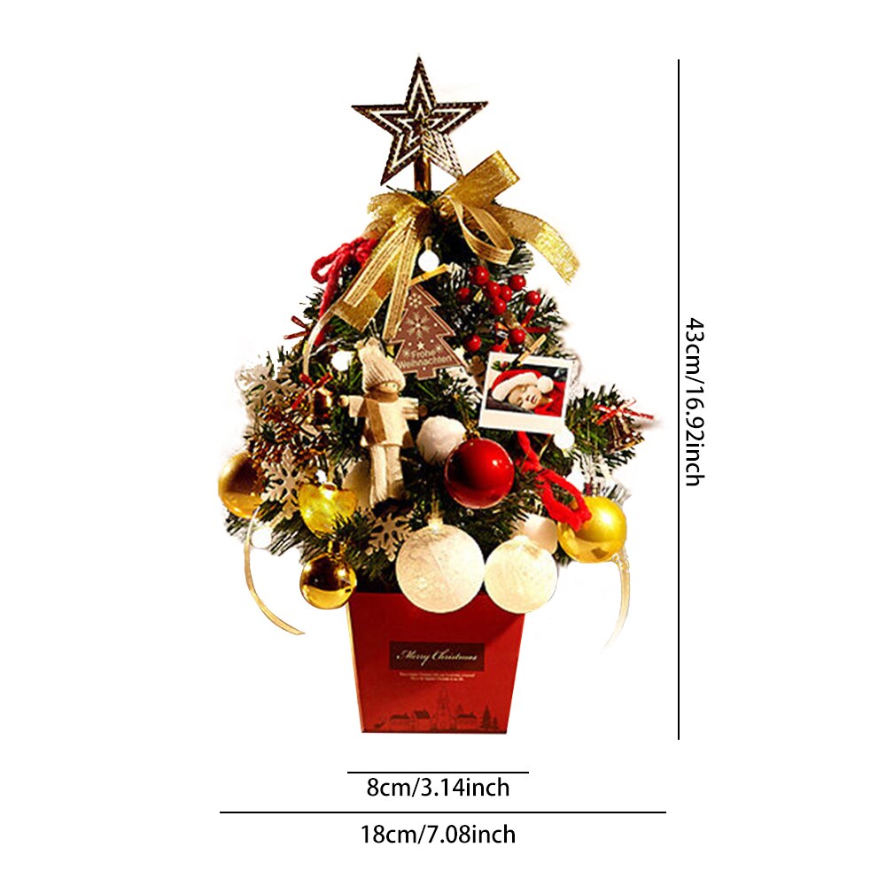 Artificial Christmas Tree Year Decoration Mini Tabletop Christmas Tree Decor with String Lights Family Party Decor: Gold