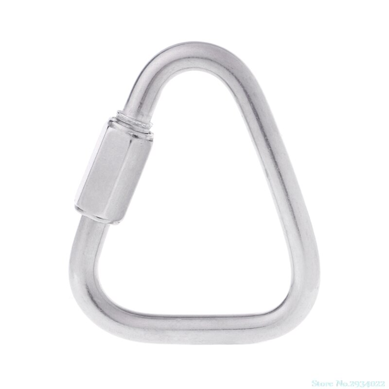 OOTDTY 304 Stainless Steel Screw Lock Triangle Carabiner Climbing Gear Safety Snap Hook: 8.0x73x56