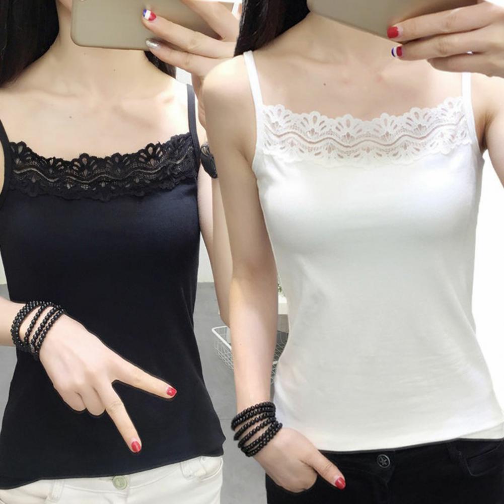 Vrouwen Kanten Tanks Top Spaghetti Band Kant Vierkante Hals Mouwloos Match Broek Zachte Trui Zomer Hemdje Dameskleding