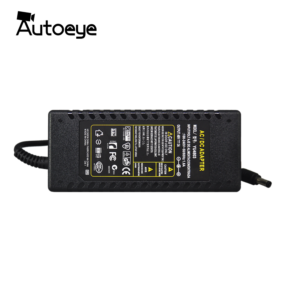 Autoeye DC Voeding 48 V 3A Adapter Oplader voor CCTV POE Camera