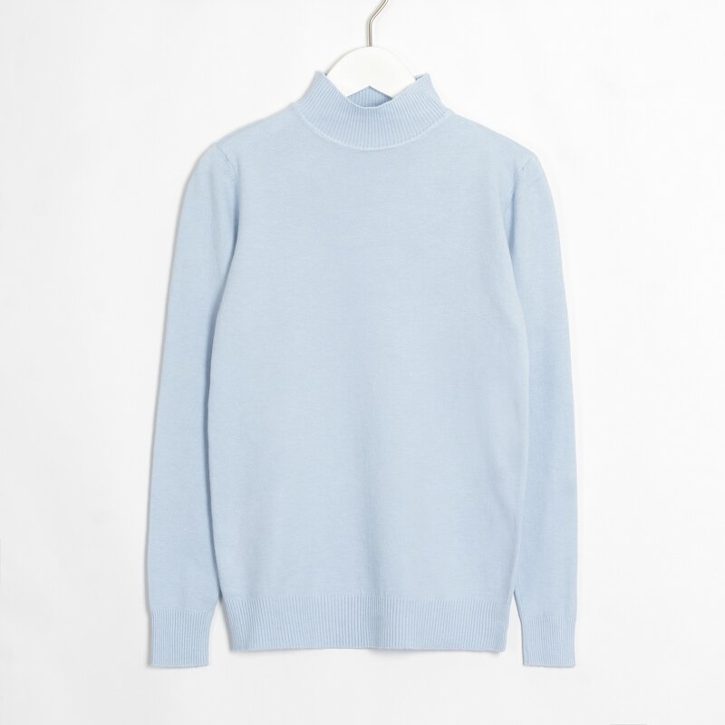 Wixra klassiske pullovere og trøjer alle base matcher langærmede afslappede tynde trøjer slim fit stram sweater efterår vinter: Lyseblå