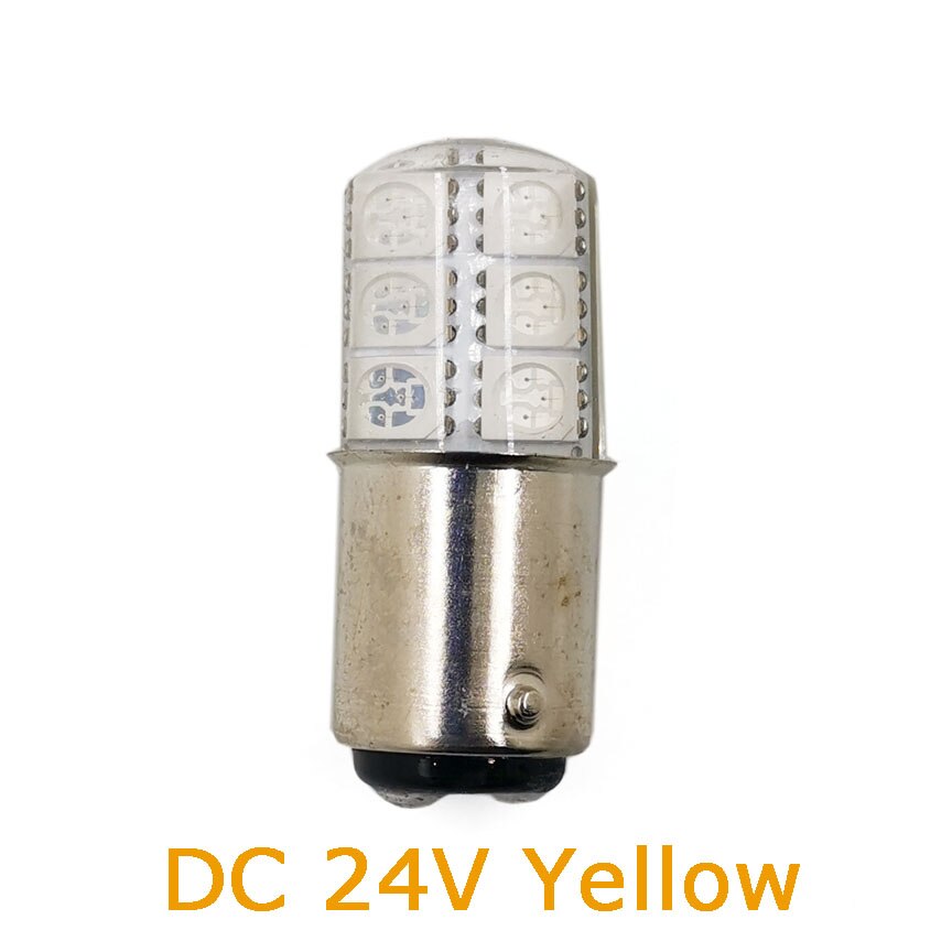 B15 led maskinalarmlampe 24v 3w signal indikerer liten pære dobbeltpunkts tekstilindikatorlys hvit rød gul grønn: Dc24v gule