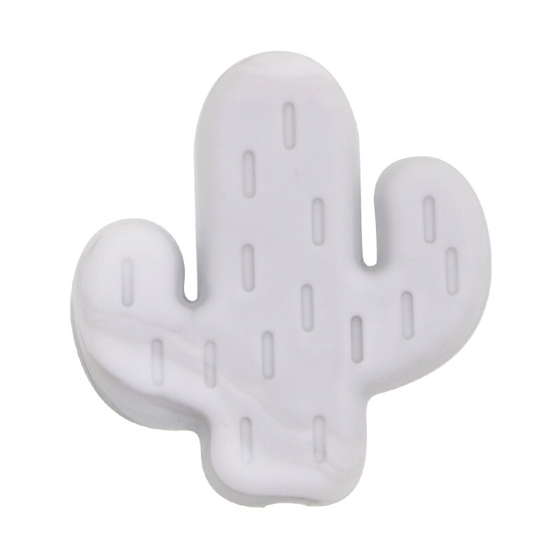 Kovict – attache-sucette en Silicone, 10 pièces, dessin animé petit Cactus bébé rongeur sans BPA nourriture, anneau de dentition soins infirmiers, perles: 10pcs Marble white