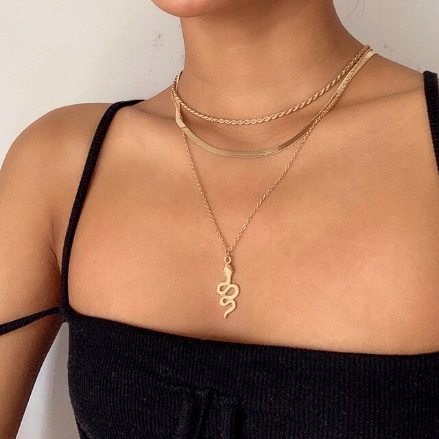 Punk Gold wielowarstwowa pszenica słońce naszyjnik wąż dla kobiet w stylu Vintage 2021 łańcuszek wisiorek Choker biżuteria prezenty ślubne INS Trendy: OV53356