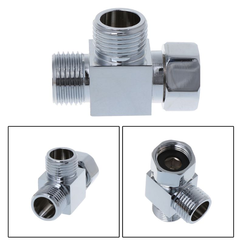 1/2 "laiton Chrome 3 voies déviateur tuyau raccord Tee T forme adaptateur bain connecteur