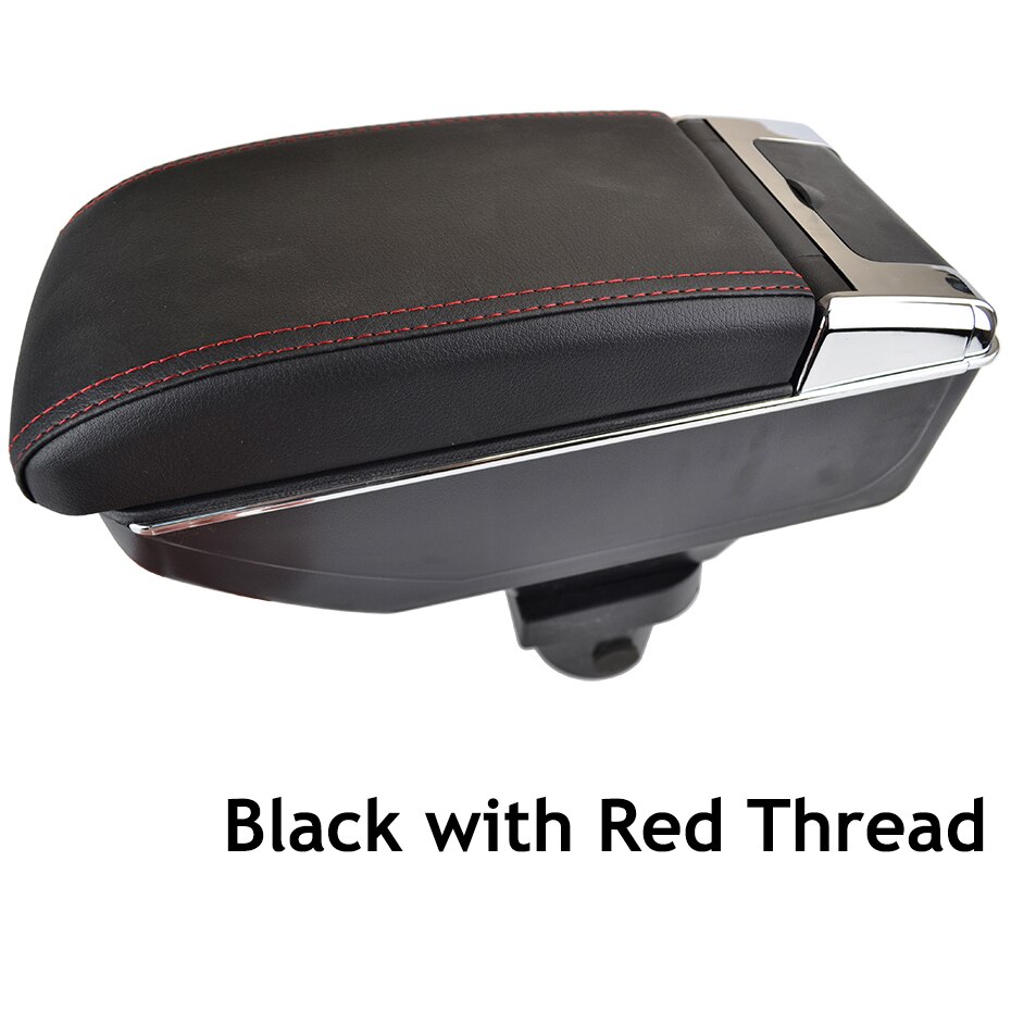 Center Console For VW Up - Dual Storage Box Leather Armrest Cup Holder: Red Thread