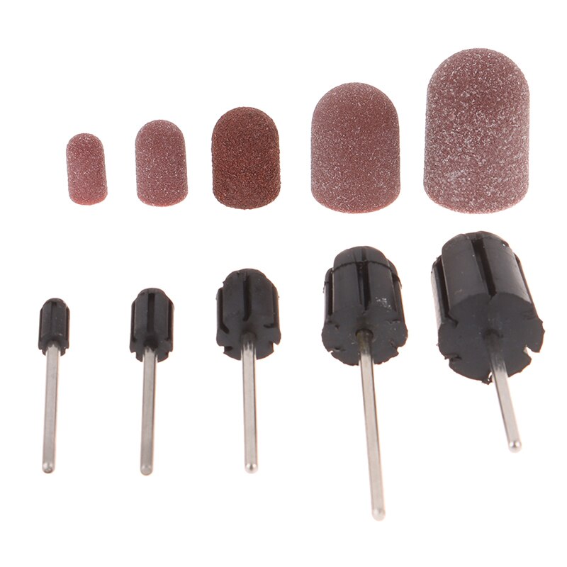 1/5pcs/set Bit Manicure Tool Nail Sanding Caps Rubber Grip Pedicure Polishing Sand Block Electric Drill Accessories