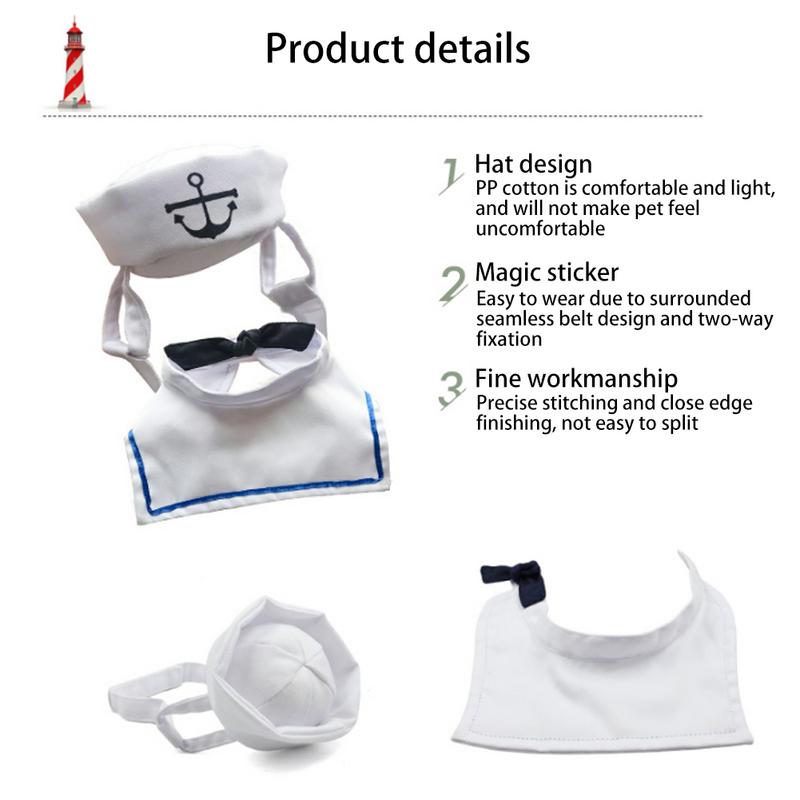 Dejlig stilfuld navy og sømandsstil hat plus tørklædedragt til hunde og katte kæledyrshue og kappe navy kappe