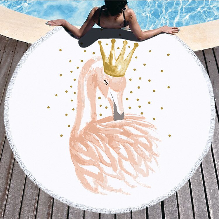 Runde Saugfähig Schnell trocknend Strand Handtuch Schnell Trocknendes Strandtuch Sommer Flamingo Frische Muster Bad Handtuch: ST-00001