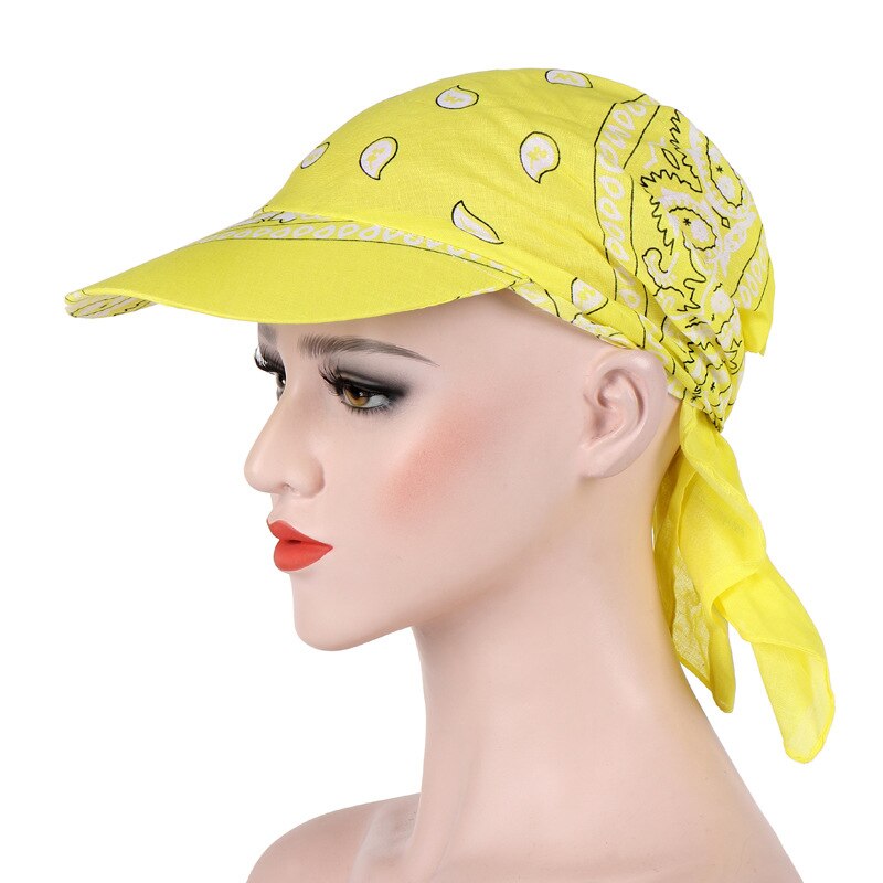 Women Head Scarf Visor Hat with Wide Brim Sunhat Summer Beach Sun Hats Female Casual Printed Cap Women Headscarf Baseball Cap: Color 2