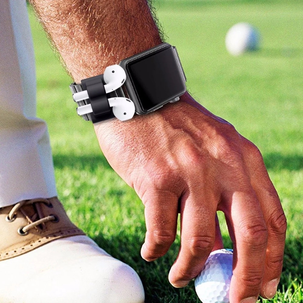 Support d'écouteurs Bluetooth en Silicone Anti-perte, pour AirPods Apple i7, Clip de support d'écouteurs pour Apple Watch