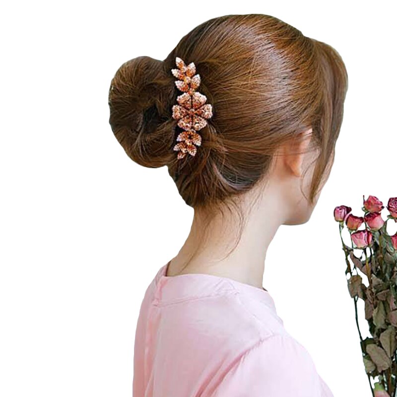 Blumen Intarsien Strass Haar Kämme Elegante Frauen Haar Zubehör Volle Strass Haarnadeln Clip Zubehör