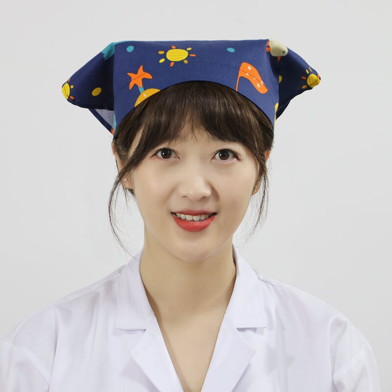 Gorro de cocina de algodón para Chef, pañuelo para la cabeza para mujer, aceite de cocina para el hogar, a prueba de humo, restaurante, servicio de comida, panadería, camarero, gorro de trabajo: Sea World