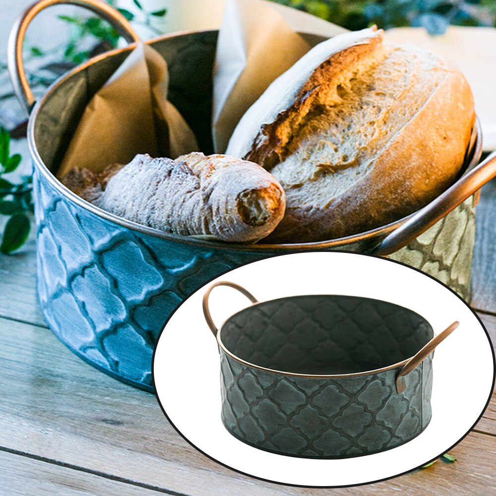 Vintage ancien fer forgé panier de rangement cuisine fruits pain panier fer pain plateau photographie accessoires pour la décoration intérieure 25*25*9cm