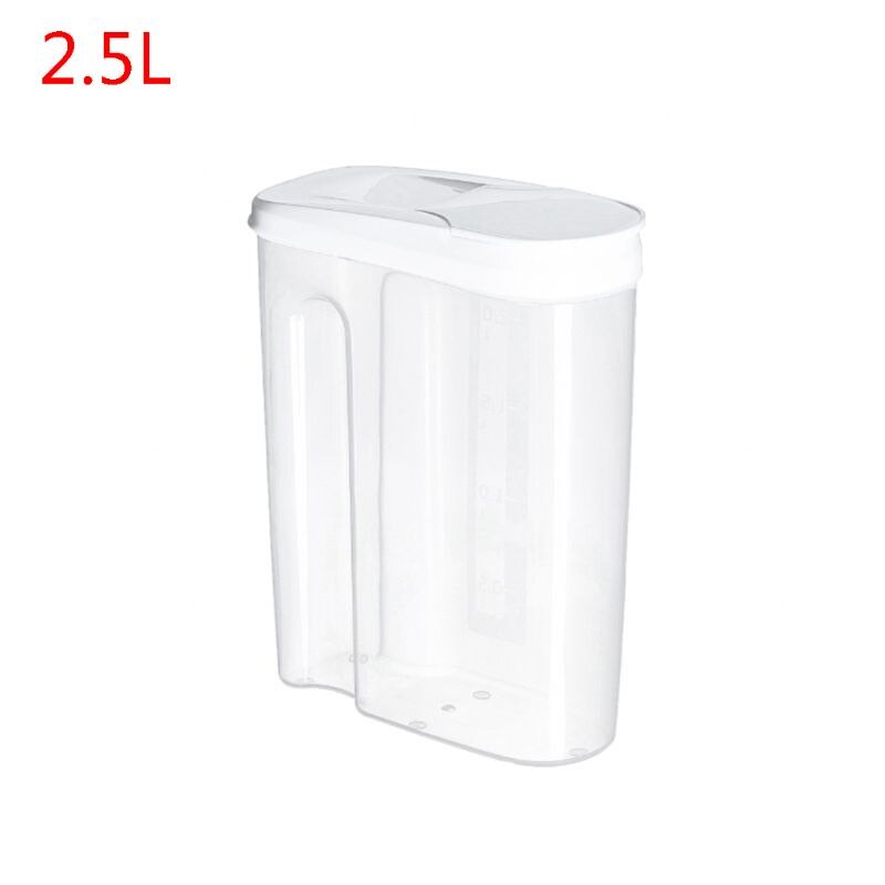 1.8L/2.5L Cereals Storage Container Airtight Plastic Kitchen Food Seal Pot Cereal Grain Bean Rice Snacks Box Canister Jar: Beige-2.5L