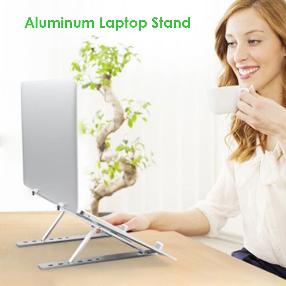 Soporte plegable de aleación de aluminio para ordenador portátil, soporte de 6 engranajes de altura ajustable para Notebook, PC, soporte de escritorio, soporte de refrigeración para ordenador portátil