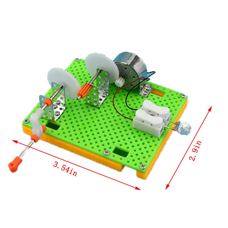 1Set Diy Wetenschap Gizmo Hand Crank Generator Kids Puzzel Gemonteerd Kits Eenvoudige Natuurkunde Experiment Onderwijs Middelen
