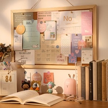 Kawaii Soft Wooden Letter Message Board Decorative Postcard Photo Wall Cork Board Memo Paper Background Board Stationery