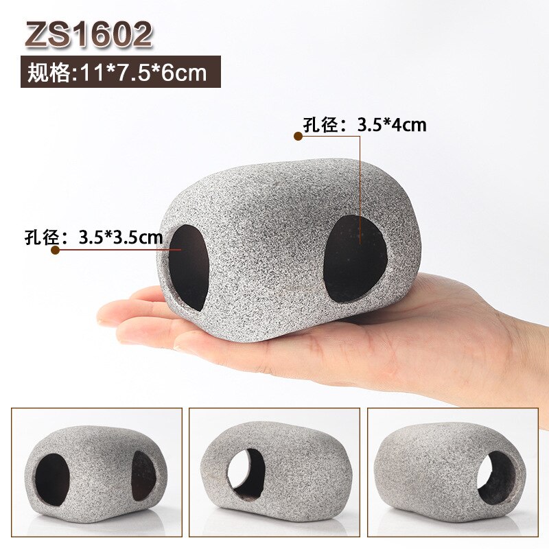 Fish Ceramic Aquarium Decor Cichlid Stone Rock Cave Stone Decoration Fish Tank Breeding Housing Shelter Ornament: ZS1602