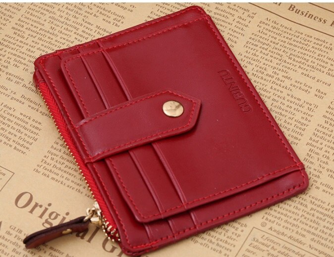 Excellent GUBINTU Slim Credit Card Holder Mini Wallet Mens Leather ID Case Purse Bag: Red