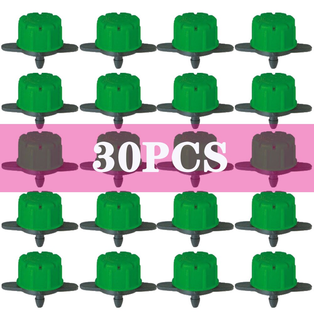Adjustable 1/4 Irrigation Misting Dripper Sprinkler Head Hose Garden Micro Flow Drip Head Greenhouse Watering Tool for Garden: 30pcs 8-Hole Green
