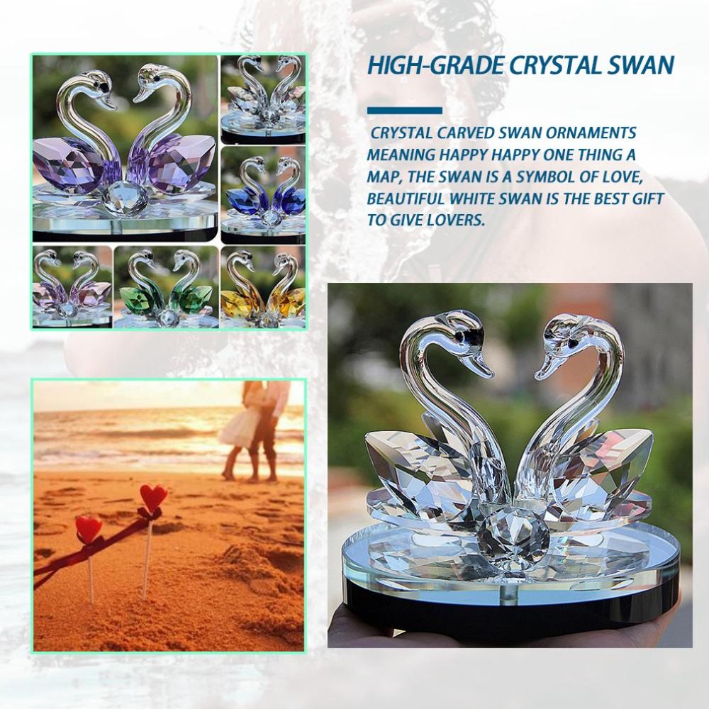 cygne cristal verre Figure presse-papiers ornement décor Collection salon décorations de bureau décor à la maison