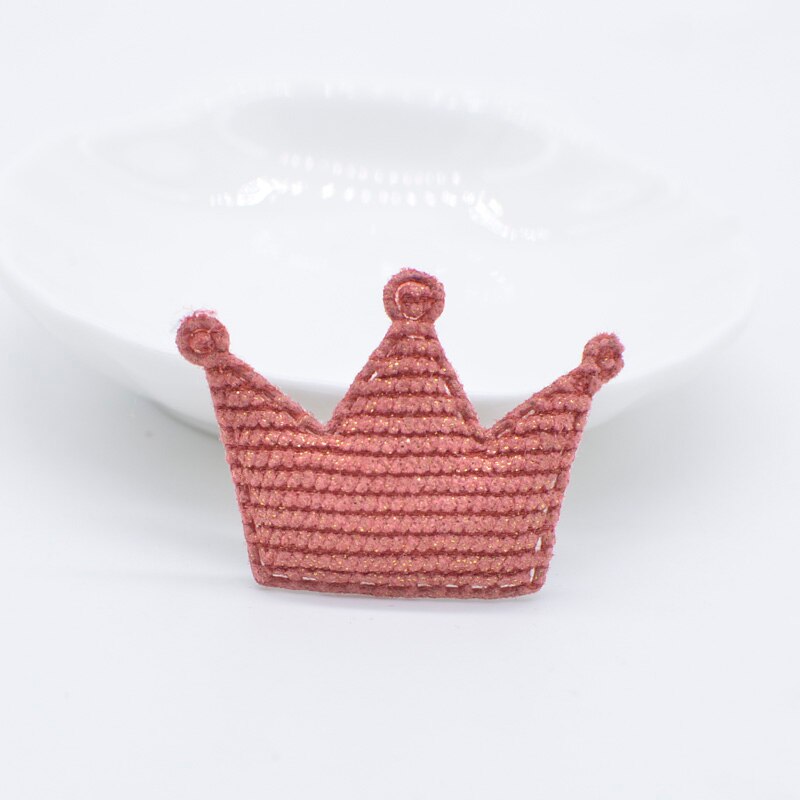 50 stk 42*28mm polstret glitter stof krone applikation til diy hat handsker tøj leggings stof syning hovedbeklædning dekor patches  l78: Rød