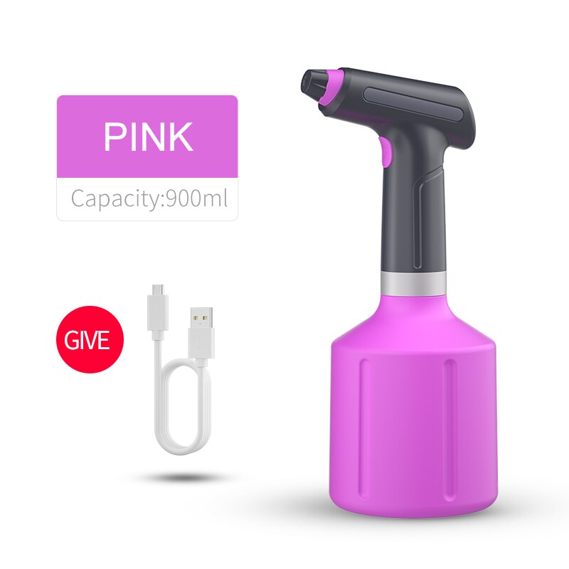 Elektrische Anlage Nebel sprühen Flasche Automatische Gießkanne Einstellbare Wasser Spritzgerät Garten Kunststoff Bewässerung Geräte Startseite Reinigung: 0.9L Rosa