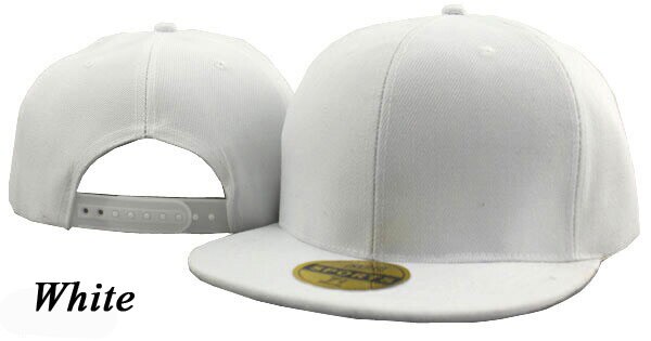 Mode Unisex Pure Kleur Platte Rand Dans Hoed Hiphop Hoeden hiphop Cap Blanco Baseball Caps Mannen Vrouwen Snapbacks Verstelbare: White