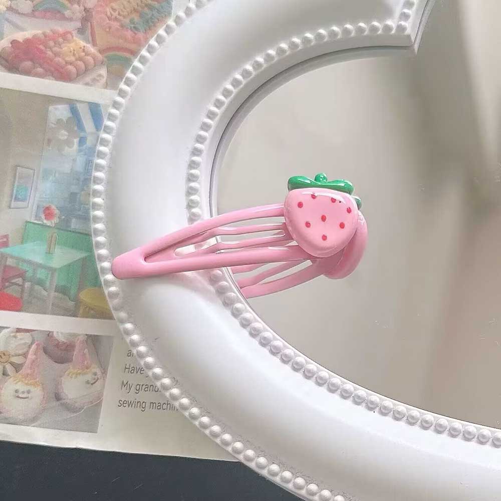 1 Uds. Pinza para el pelo de fresa rosa para niñas, pasadores de horquilla de aleación, Clip LATERAL con flequillo, fruta antideslizante BB, accesorios para el cabello: Gris