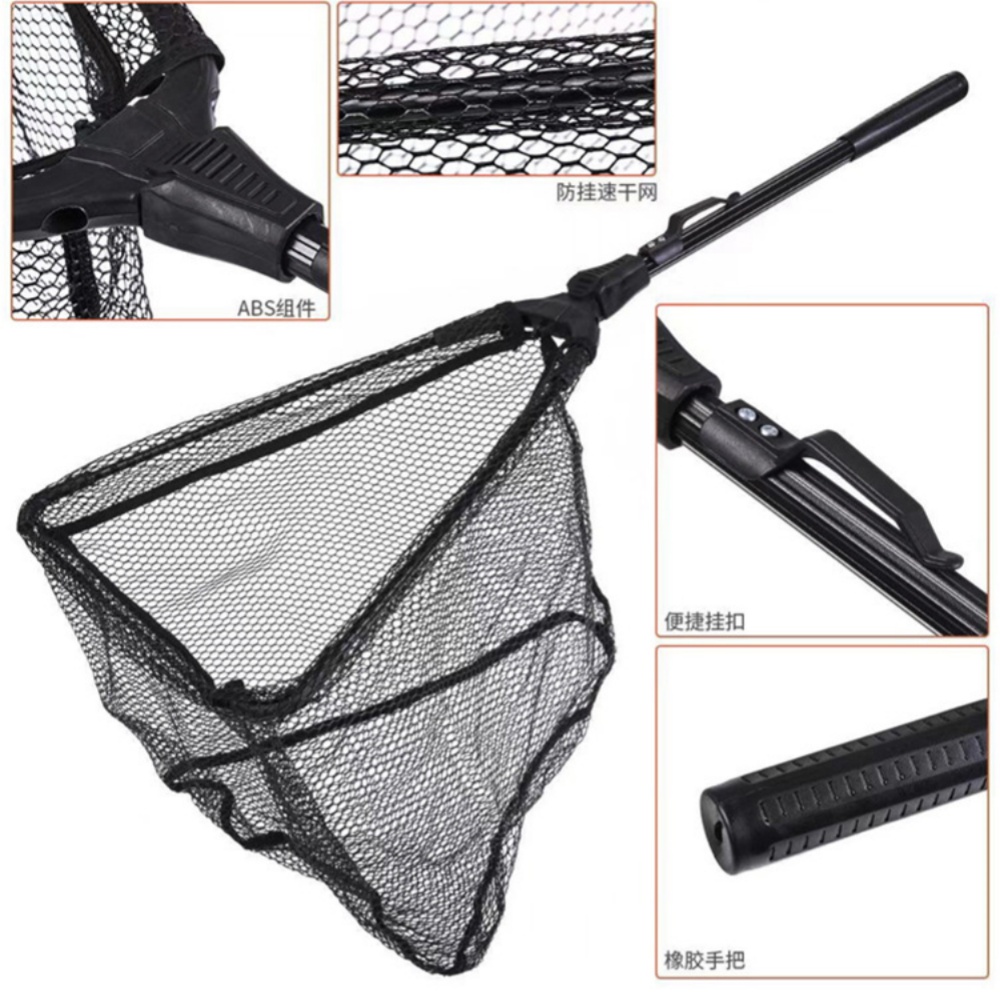 Red de pesca de aterrizaje, red de pesca flotante plegable, Dipnet portátil ultraligero de aleación de aluminio para engranajes de peces de agua dulce y salada
