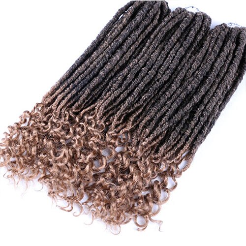 Dula A Bohemian Crochet Braids Faux Locs Curly Crochet Hair 18inch 24 Strands Ombre Braiding Extensions Synthetic Hair: T1B/27 / 3Pcs/Lot