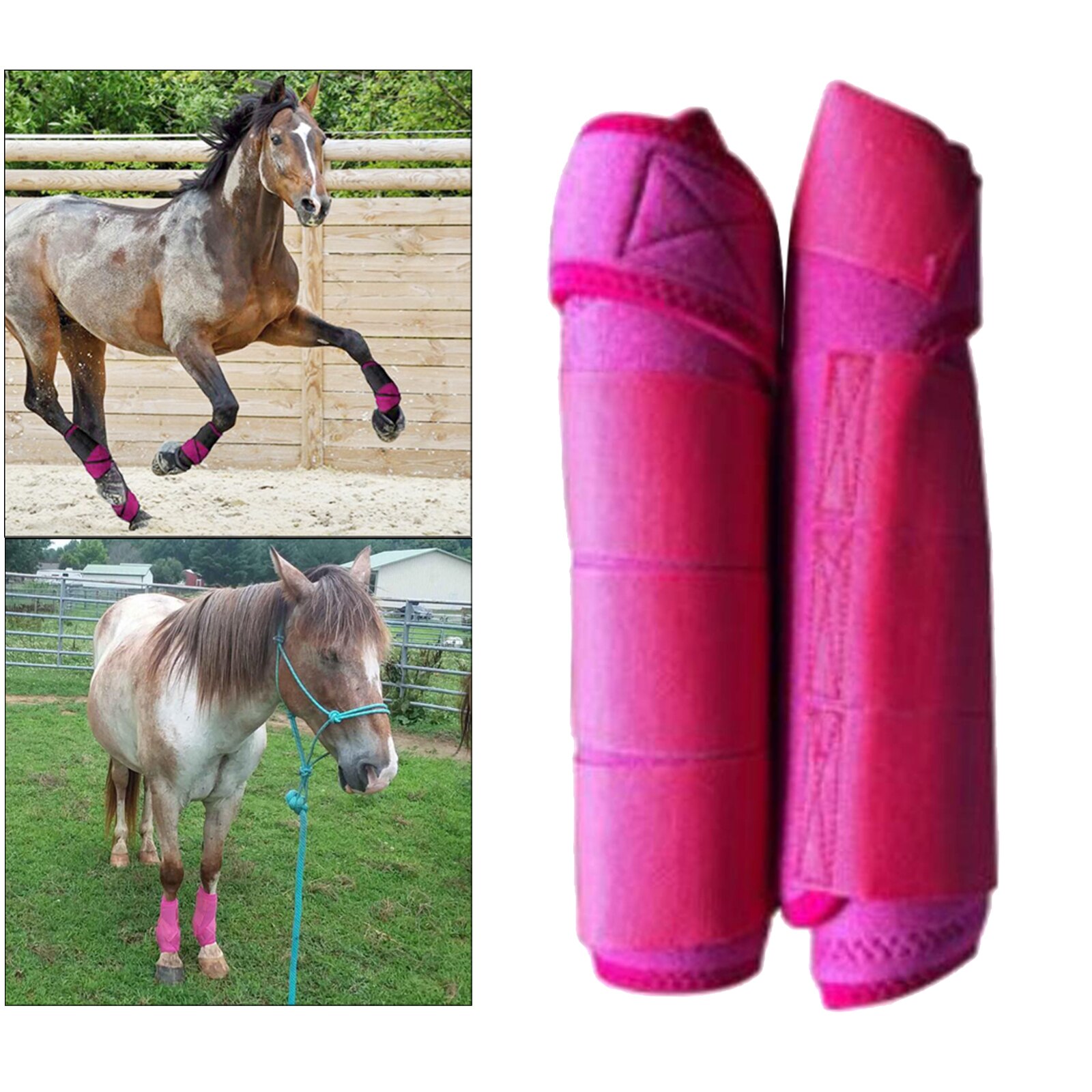 Horse Boots Equestrian Front Hind Tendon Boot Leg Protection, Horse Pony Jumping Boot Leg Protective Absorbing Breathable Boots: Red