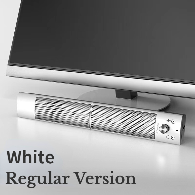 Przewodowe i bezprzewodowe głośniki komputerowe Bluetooth 5.0 głośnik Sound Bar na laptopa PC TV Aux radio HiFi Subwoofer z mikrofonem głośnik: White No Bluetooth