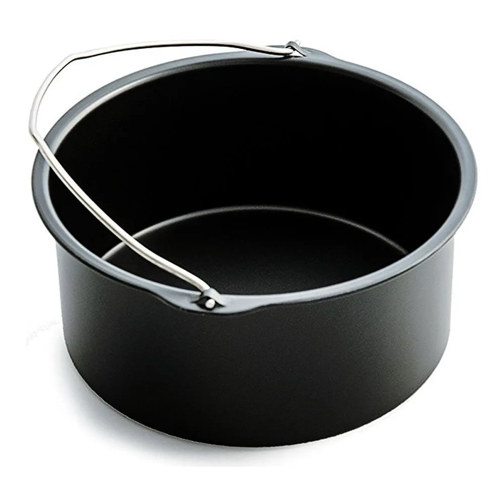 6/7/8/9inch Cake Bucket Baking Tray Oven Frying Basket Air Fryer Accessories French Fries Home Pizza Plate Dish Pot Cake Tool: Beige
