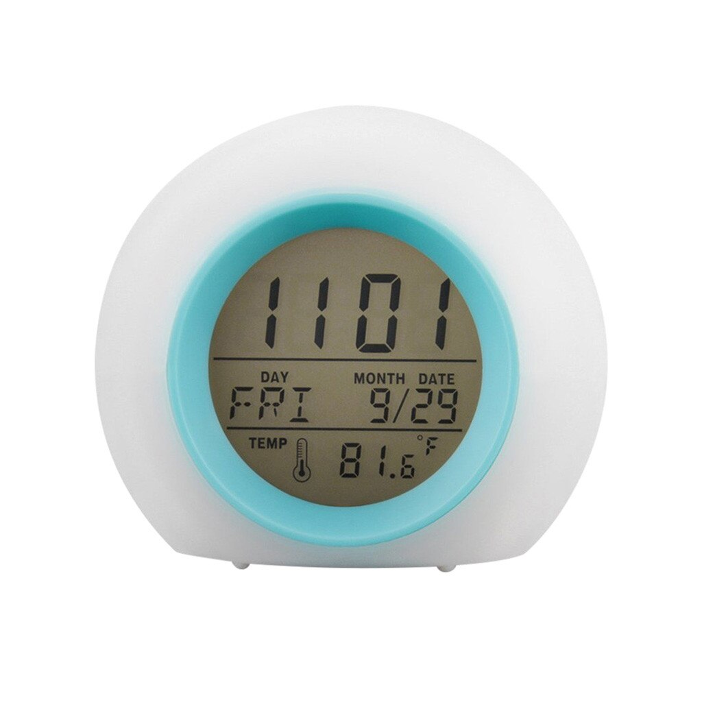 Alarm Clock LED Wake Up Light Digital Clock With Temperature Display & Sound Colorful Natural Sound Alarm Clock: Default Title