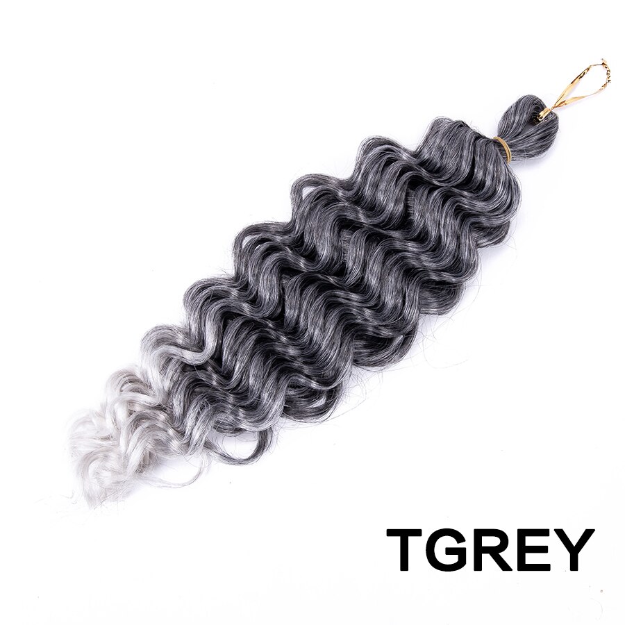 Synthetic Braiding Hair Extensions 18 Inch Ocean Wave Crochet Braid Hair Hawaii Afro Curls Natural Matt Heat Resistant Fiber: Tgrey