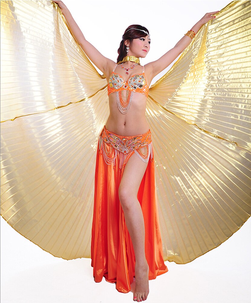 Alas de Isis de danza del vientre exótica, traje de alas de Ángel Isis de apertura de danza del vientre para mujer