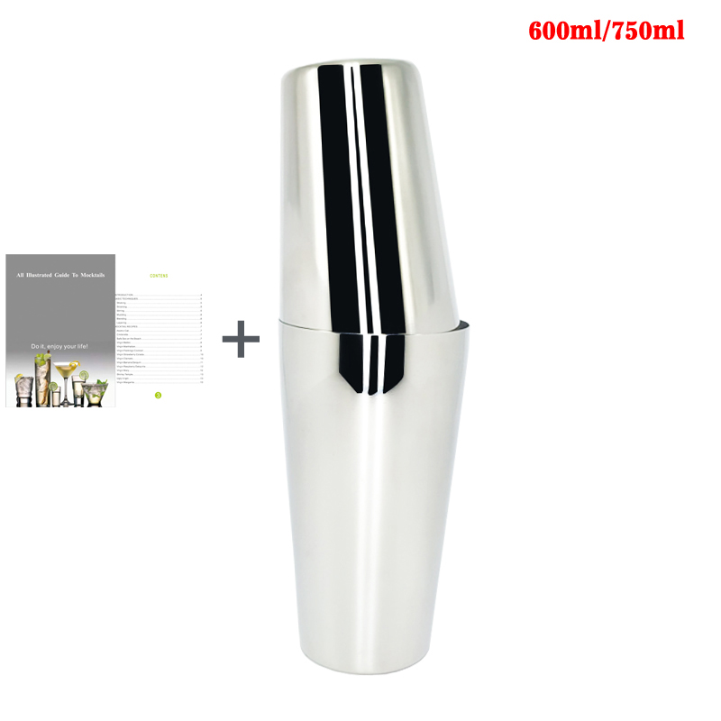 Premium Cocktail Shaker Bar Tools Set (11 piece) Stainless Steel Bartender Kit, with Many Bar Accessories Reusable Ice Cubes: 750 600ML Cup