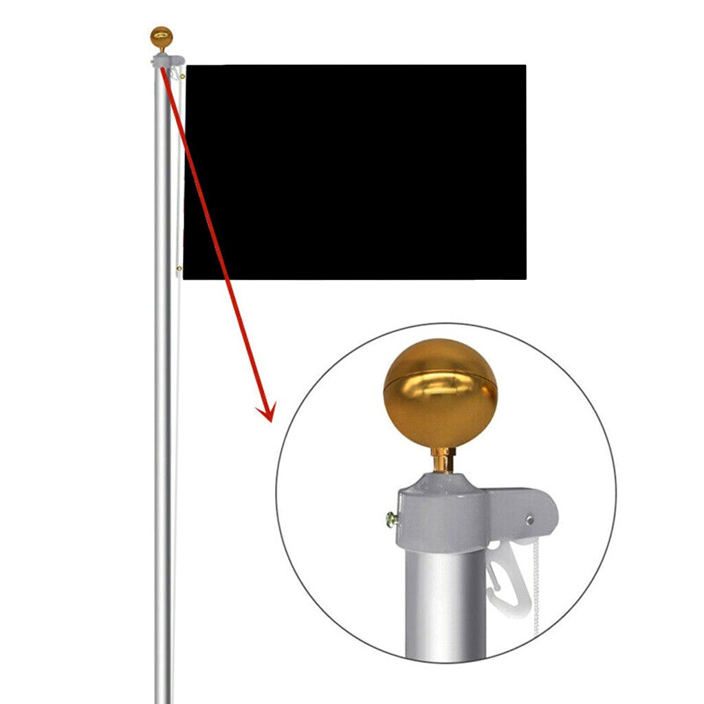 1set Of Flag Pole Part Set Nylon Braided Rope Flagpole Accessories Repair Kit Pulley Gold Ball Cleat Clip Screw Decor 2 Inch#g30