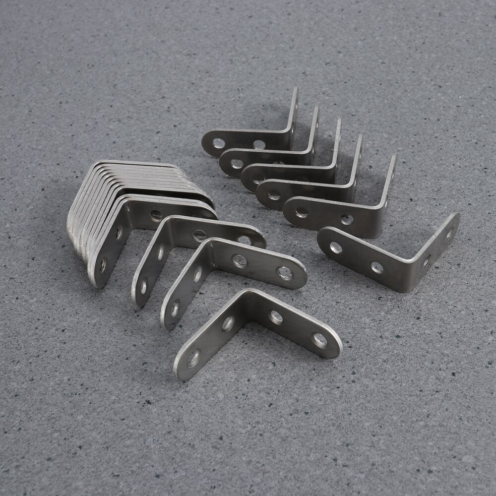 20 Pcs 2mm-Thick Rvs 90 Graden Hoek 40X40X16Mm Beugels Met 80 Pcs 4X16Mm Schroeven (Zilver): Silver